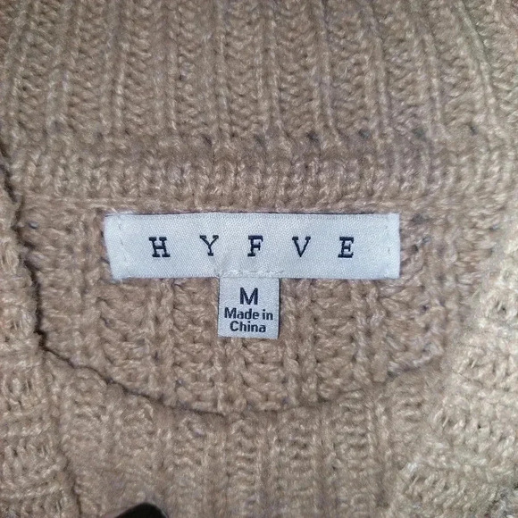 HYFVE That Look Pointelle Knit Tan Sweater Size Medium - Picture 5 of 6